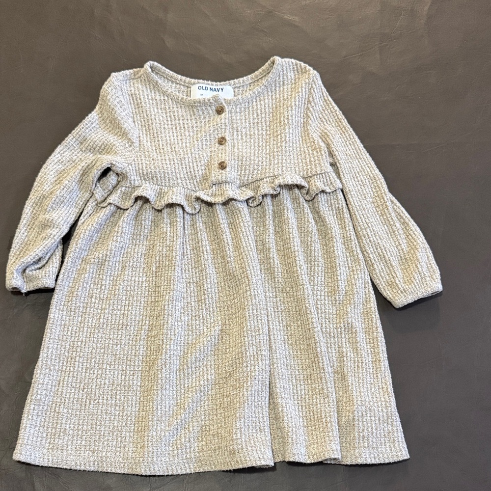 Old Navy Neutral Beige Knit Ruffle Dress for Girls